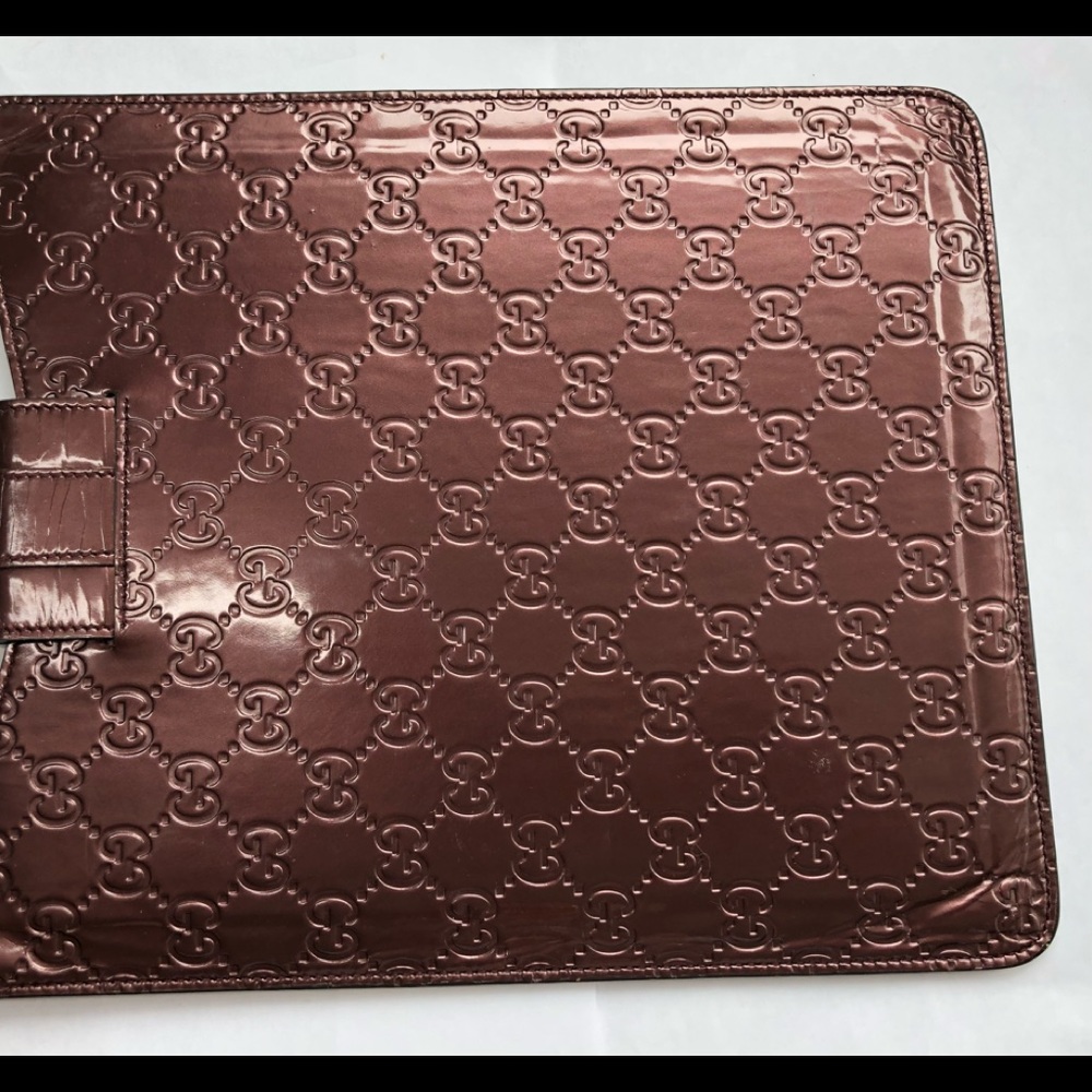 GUCCI Ipad Genuine Brown Leather Case